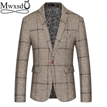 

Mwxsd men casual plaid Blazer mens suit Jacket slim fit blazer men classic business blazer for male big size 4xl 5xl masculino