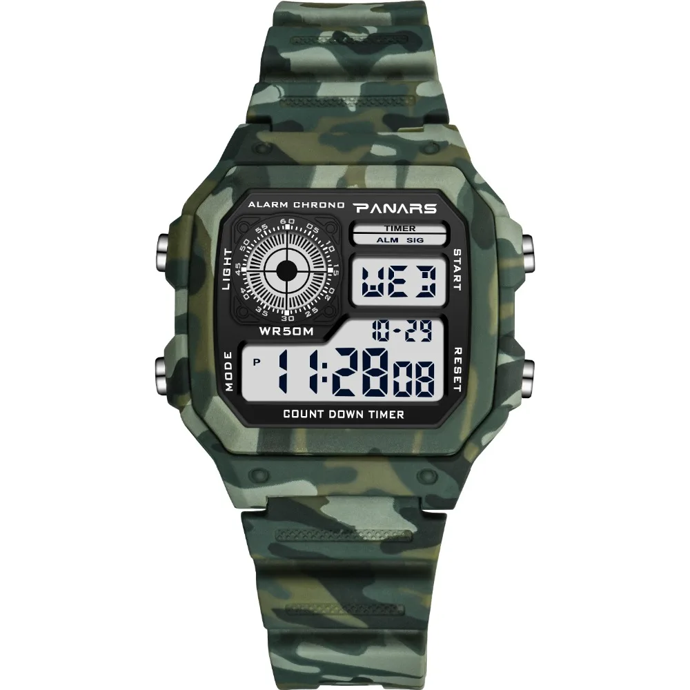 Goedkoop PANARS 2018 Nieuwe Horloges Mannen Top Luxe Fitness LED Digital heren Horloge Sport G Stijl Shock Waterdichte Vibrator Pols horloges