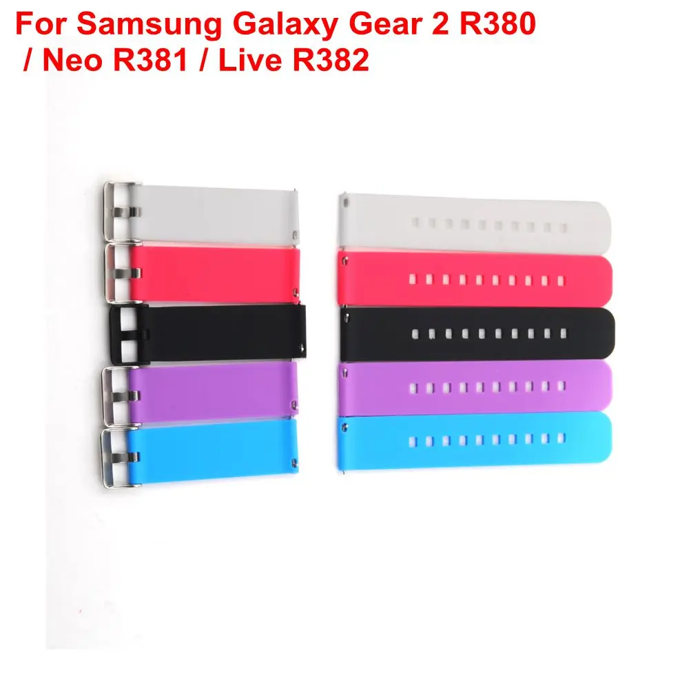 

MOQ 1PCS Replacement Wristband Silicone Watch Band Strap For Samsung Galaxy Gear 2 R380 / Neo R381 / Live R382 Smart Watch