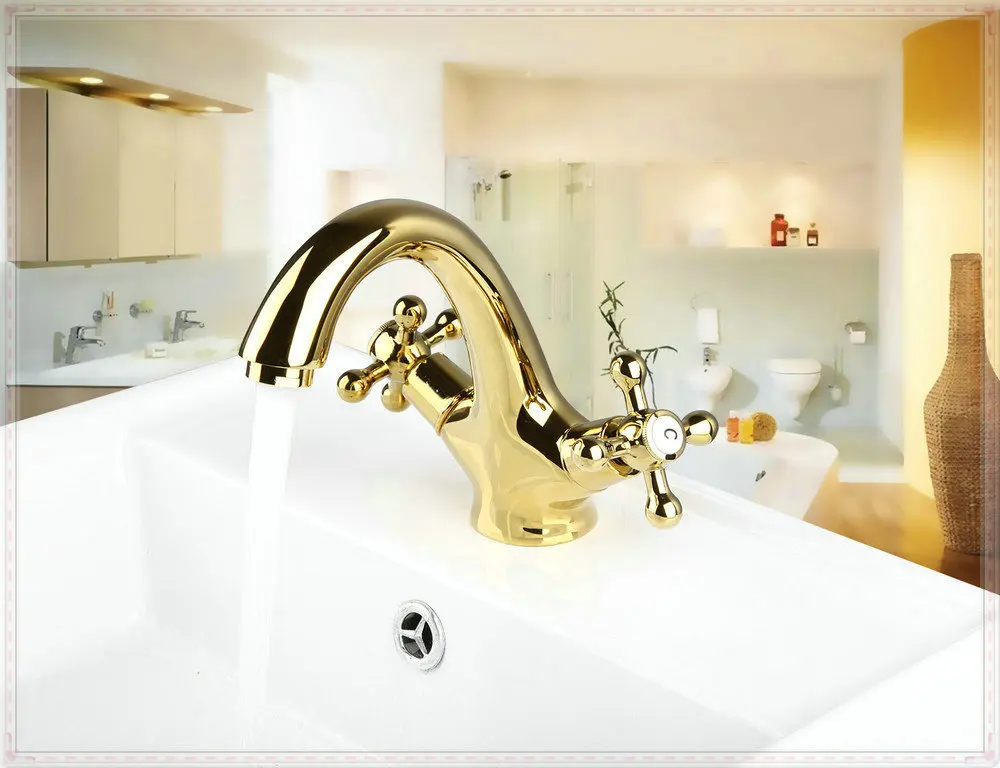 Bathroom Basin Golden Color Kitchen Sink Faucet Ti-PVD Finish Mixer Tap Brass G6520 vasos for jillkets electric water hea | Обустройство