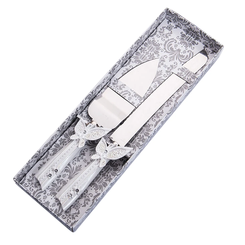 

Birthday Elegant Christmas Gift Wedding Server Butterfly Design Knife Stainless Steel Party Cutlery Cake Shovel Set Decoration