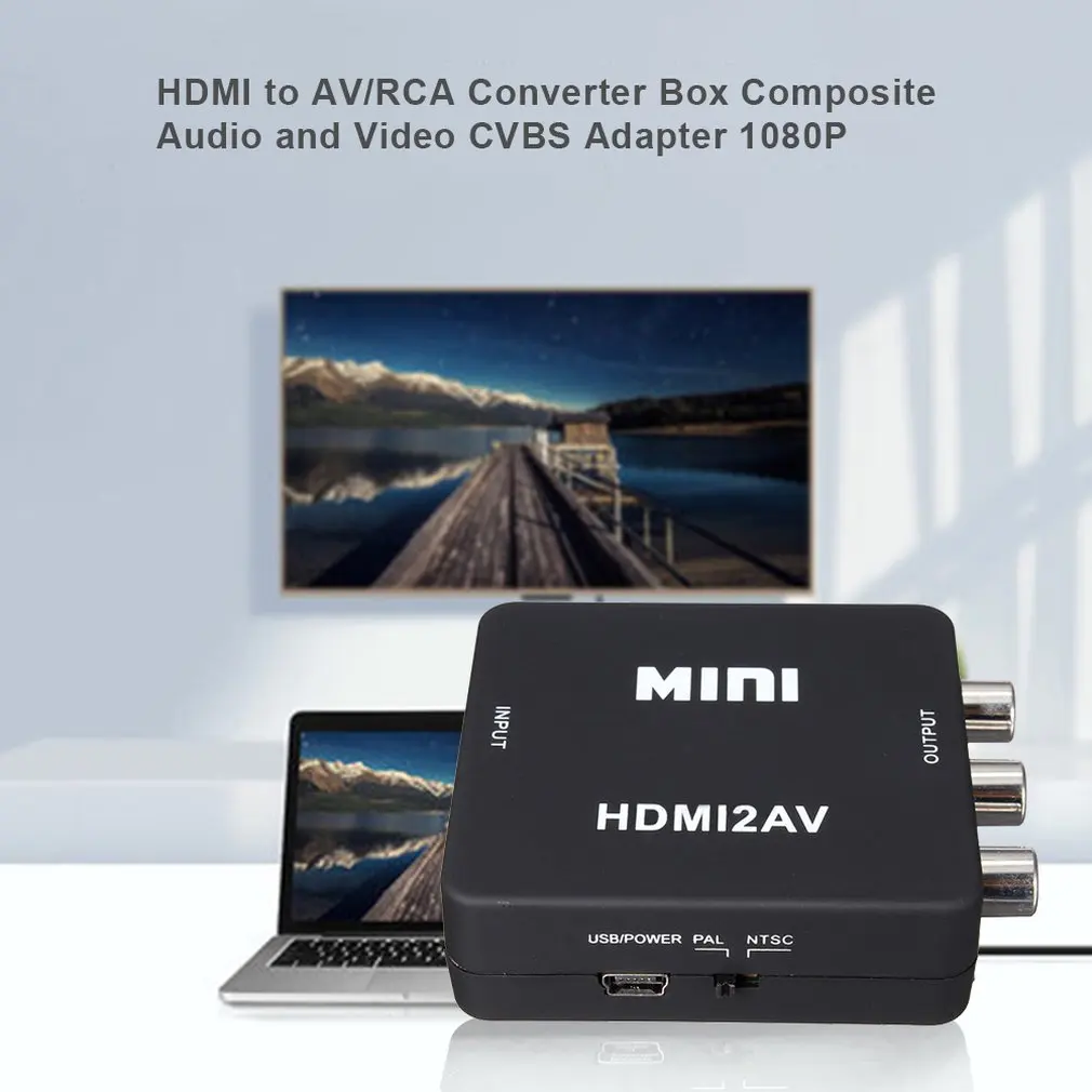 Питание HDMI кабели av/RCA конвертер коробка композитный аудио видео CVBS адаптер 1080P