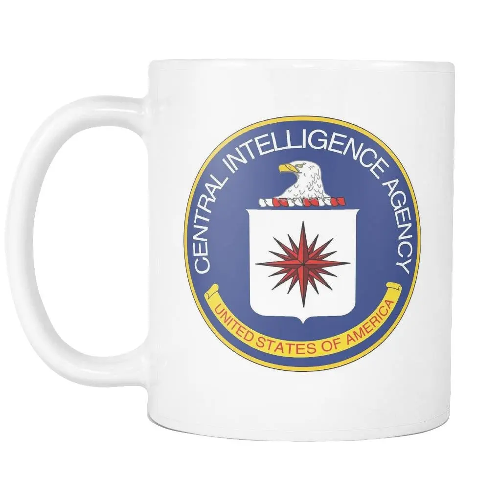 

Coffee Mug C.I.A Central Intelligence Agency White Ceramic 11 oz Coffee Mug / Tea Cup United States USA CIA Coat of Arms