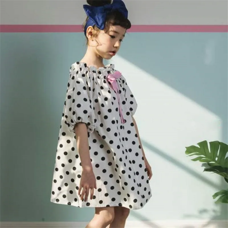 

2019 Summer Big Girl Dress Kids Stripe Dot Cotton Princess Dresses for Girls Party Evening Frocks Children Teens Teenage Clothes