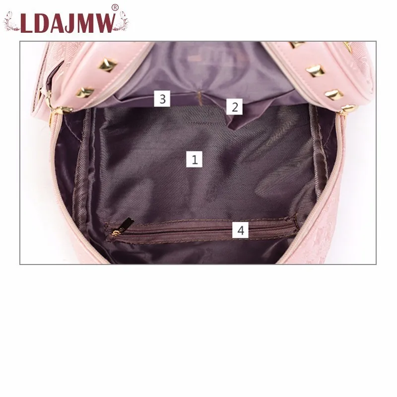 LDAJMW Модный женский рюкзак 4 шт./компл. композитная сумка женские кожаные рюкзаки