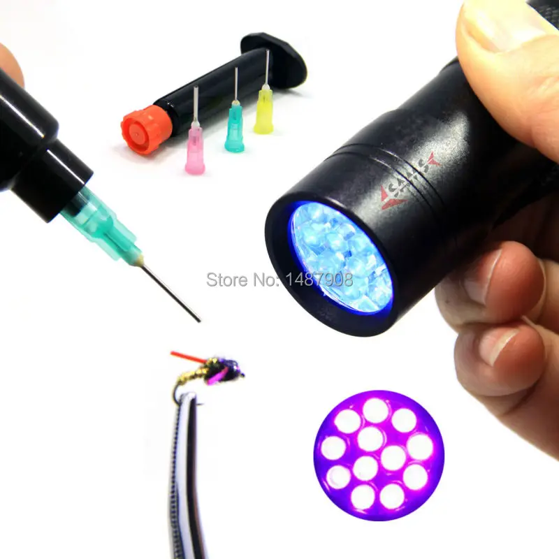 SAMSFX вязания мушек наборы УФ 12 светодиодов яркий черный свет фонарик прозрачный клей вылечить ручного шприц-дозатор с Дозирующей иглой