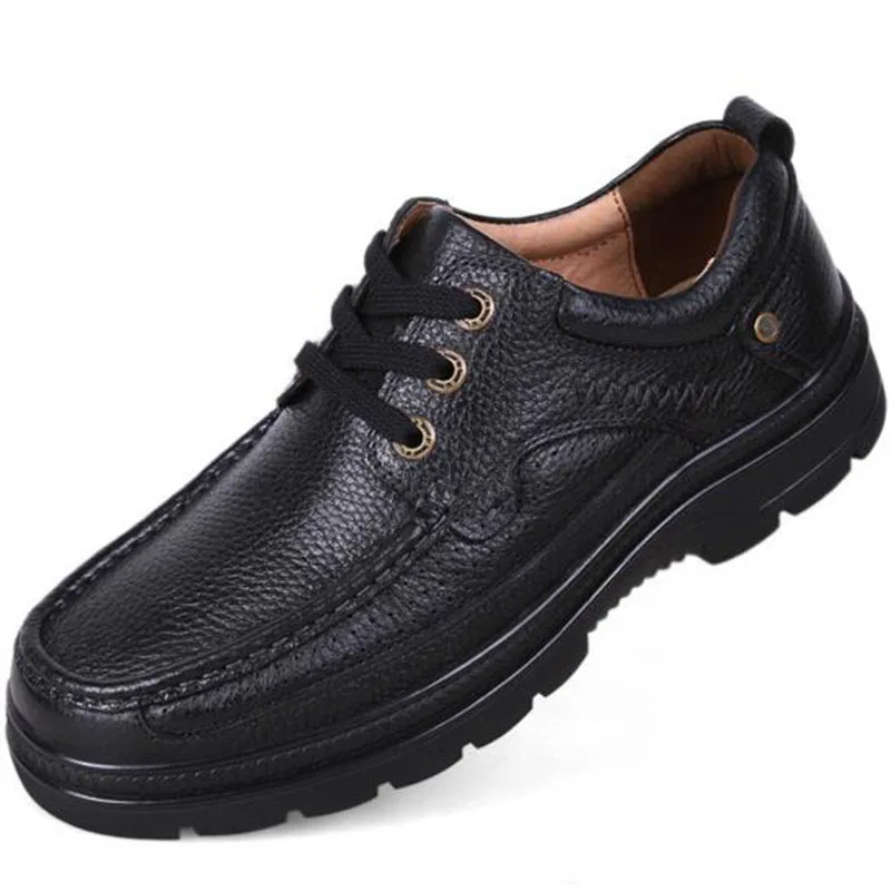 

Business Men Cow Genuine Leather Dress Shoes,Round Toe Soft Buttom Lace-up Waterproof Non-slip Breathable Shoes Size 37-47