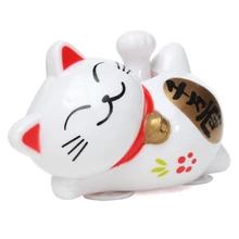 Солнечные 11 см Maneki Neko Lucky размахивая призыва Фортуна Cat автомобилей Декор Новый Белый