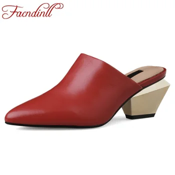 

FACNDINLL 2019 new fashion elegant summer shoes woman gladiator sandals genuine leather high heels pointed toe dress party shoes