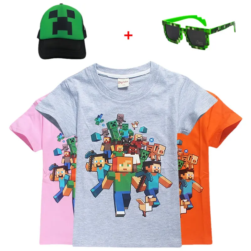 

2019 Children child 3D Cartoon minecraft Print Short Sleeve T-shirt For Boy Girl 100%Cotton Tshirt Clothes Kid Tee Tops Costume