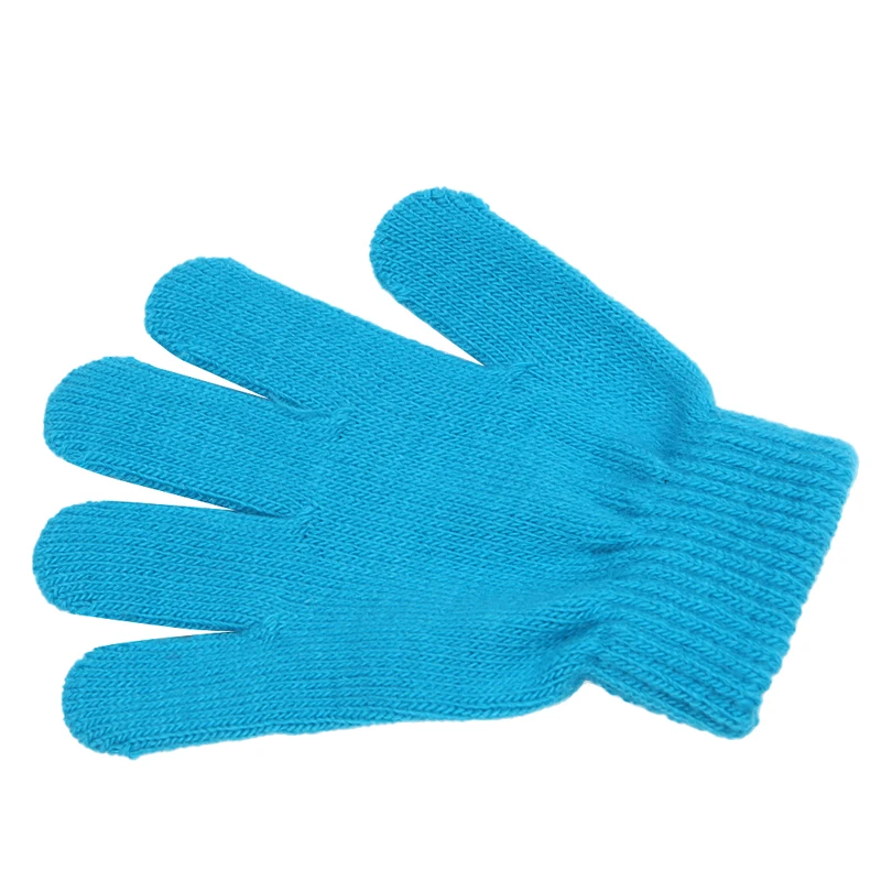 Милые зимние перчатки для маленьких мальчиков и девочек, одноцветные тянущиеся вязаные варежки#0712