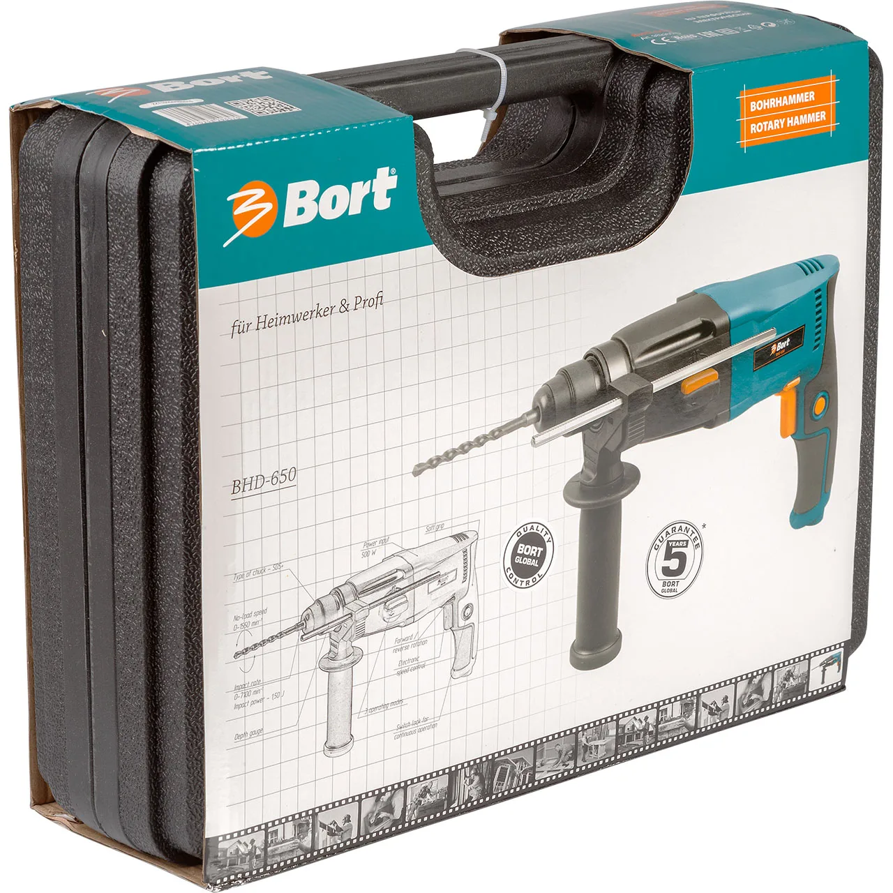 Перфоратор электрический Bort BHD-650 (тип патрона SDS+, 7100 ударов в минуту)