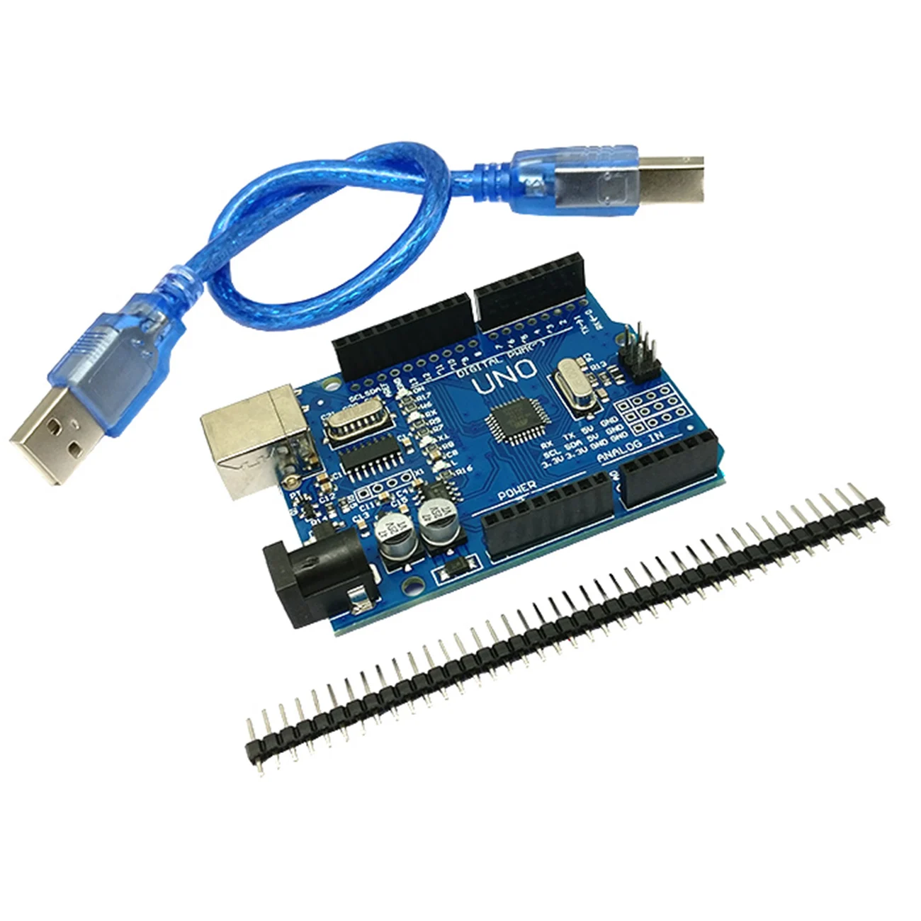 Плата разработки для Arduino UNO R3 CH340 MEGA328P 10 шт. чип 16 МГц + USB кабель прозрачная