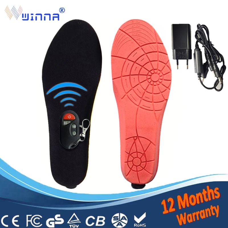 Electric Heated Insoles With Remote Control 1800mAh Battery Heating
