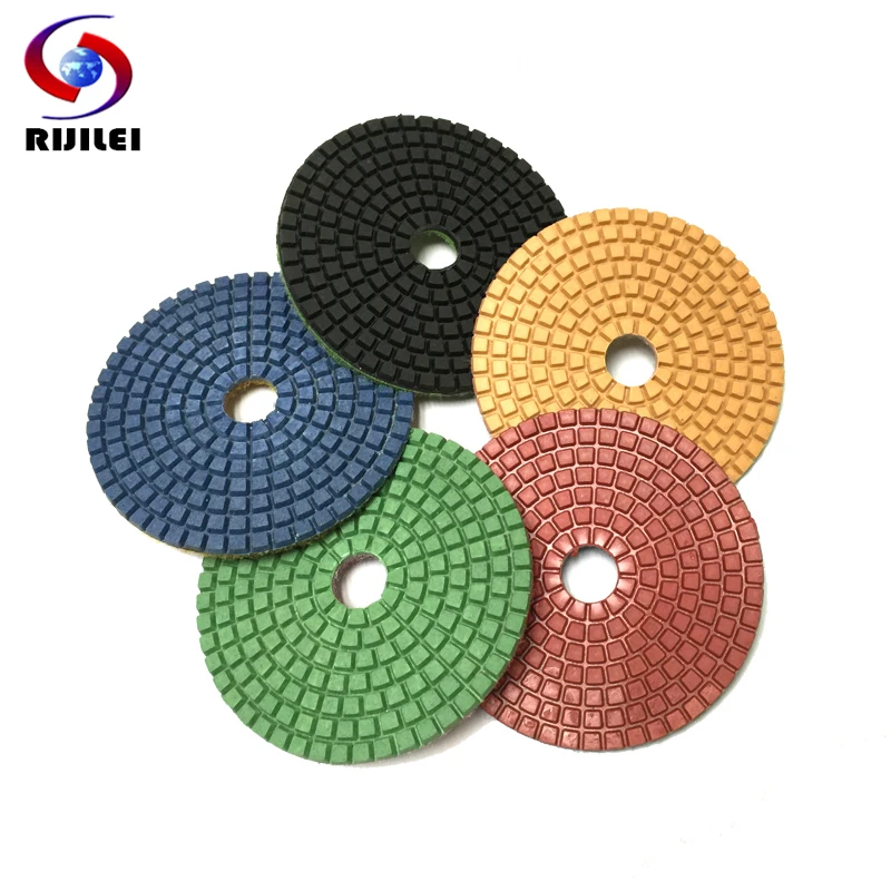 RIJILEI 7PCS 80mm Wet Flexible Marble Polishing Pad 3Inch Diamond Polishing Pads For Granite Stone Concrete Grinding Discs 3DS1 5 inch 125mm wet dry diamond polishing pad flexible grinding discs for granite marble stone concrete floor polishing