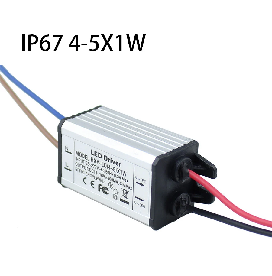 IP67 LED Driver 5W Waterproof IP67 300mA 4 5X1W LED Power Supply AC100 260V To DC11V 18V LED IP67 LED Driver 5W Waterproof IP67 300mA 4 5X1W LED Power Supply AC100 260V To DC11V 18V LED