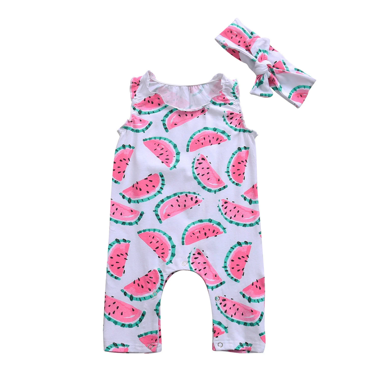 Sleeveless Toddler Baby Girls Watermelon Romper Jumpsuit Playsuit