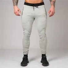 Новые обтягивающие штаны на молнии для тренажерного зала, брендовая одежда, хлопковые брюки для фитнеса, тренировочные штаны для мужчин высокого качества
