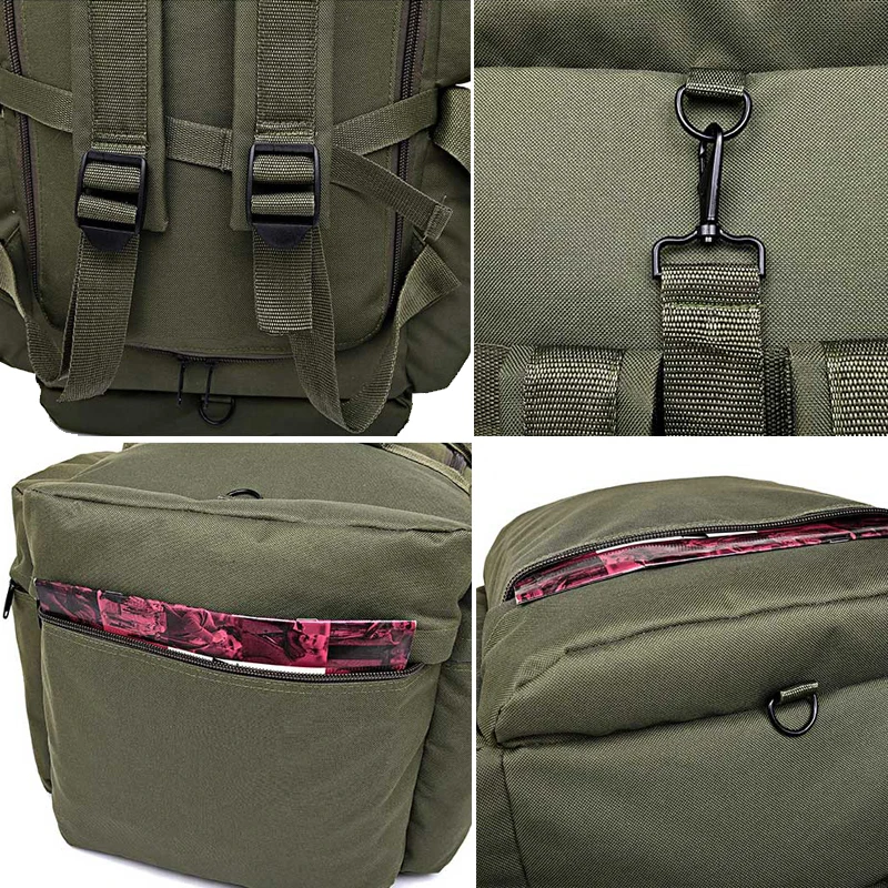 Новые высоко-качественные военно-дорожные водонепроницаемые холстинные камуфляжные вещевые рюкзаки 90л большой ёмкоти