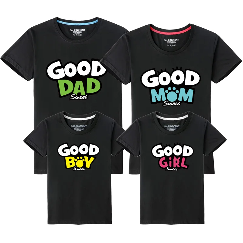 

1pcs Good Dad Mom Boy Girl Family Matching T-shirts Mother Daughter Father Son Tops Tees Family Clohthing