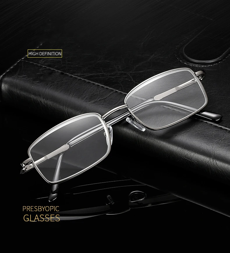Деловые мужские очки для чтения, металлическая полная квадратная оправа, очки для дальнозоркости, очки для дальнозоркости пожилых людей, диоптрий+ 1,0 до+ 4,0 573