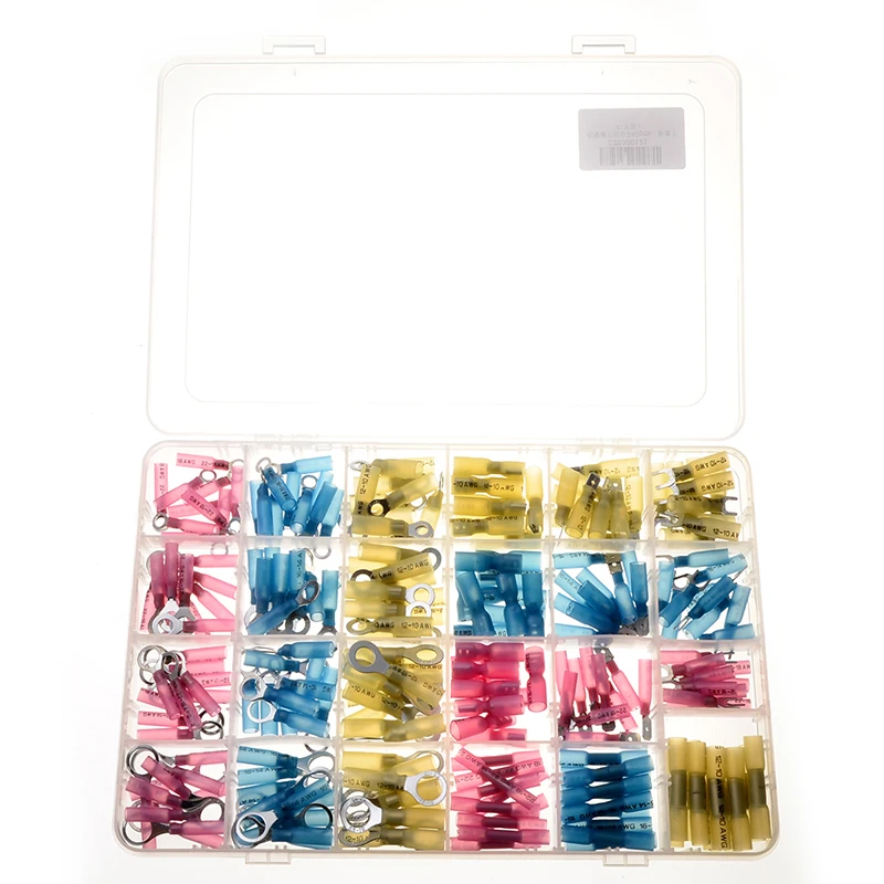

YT 240Pcs Waterproof Heat Shrink Wire Butt Connectors Ring Spade Fork Terminal Automotive Marine Insulated Crimp Terminals Set