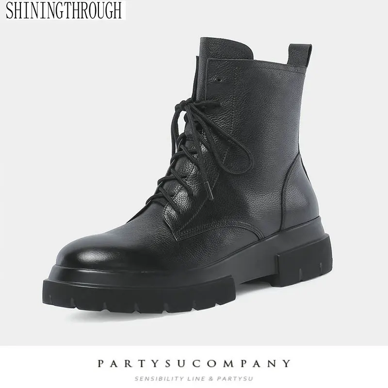 

Genuine Leather Fashion Ankle Women Boots High Hee Woemn Shoes Cross-tied Spring Autumn Party Dancing Ladies Shoes