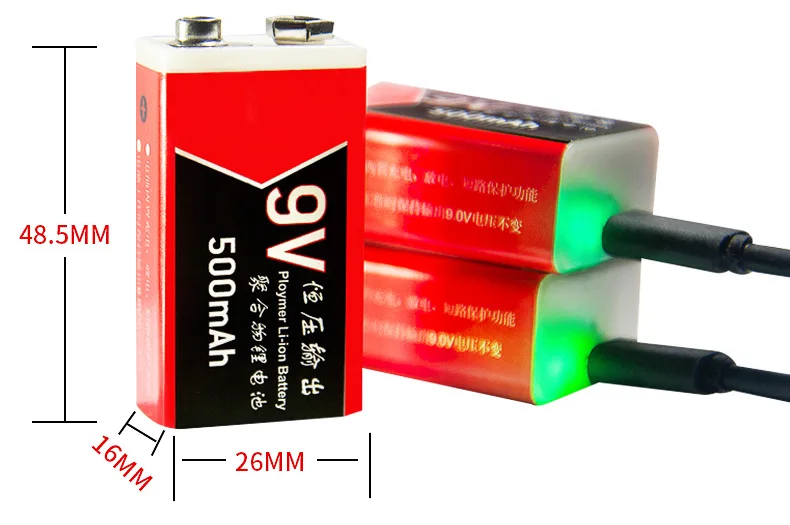 2 предмета в комплекте 9V Батарея 500 мАч micro USB Перезаряжаемые Lipo