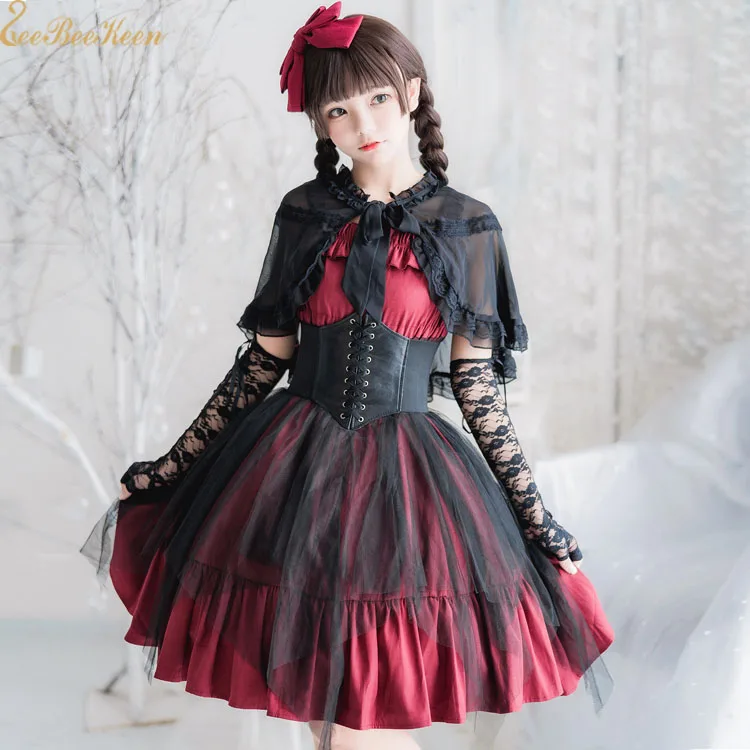 Сексуальное черное платье для девочек в стиле Лолиты Jsk, летний костюм в стиле готической Лолиты в стиле панк для женщин, карнавальный костюм на Хэллоуин, вечерние костюмы в стиле панк