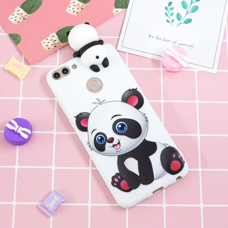 sFor Coque Huawei P Smart Case 3D Cartoon Cat Panda Soft Silicon TPU Back Cover Etui For Enjoy 7S 7 S Huwawei Psmart |