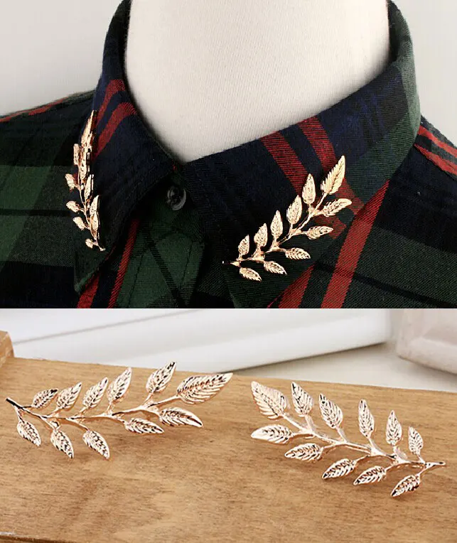 

European and American vintage golden tree leaf badge coat small suit badge wheat ears shirt brooch collar needle