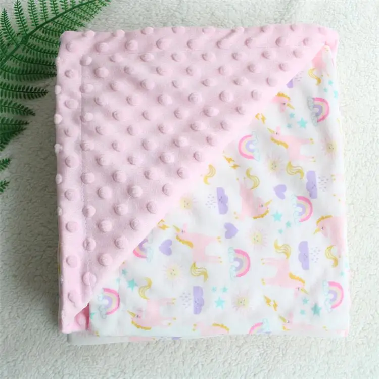unnicorn pink 2 слоя 3D dot Сова Банни Минки коралловый флис мягкий термическая одеяло ребенка пеленать обертывание детский чехол для спинки заднего сиденья детское одеяло - Цвет: unnicorn pink