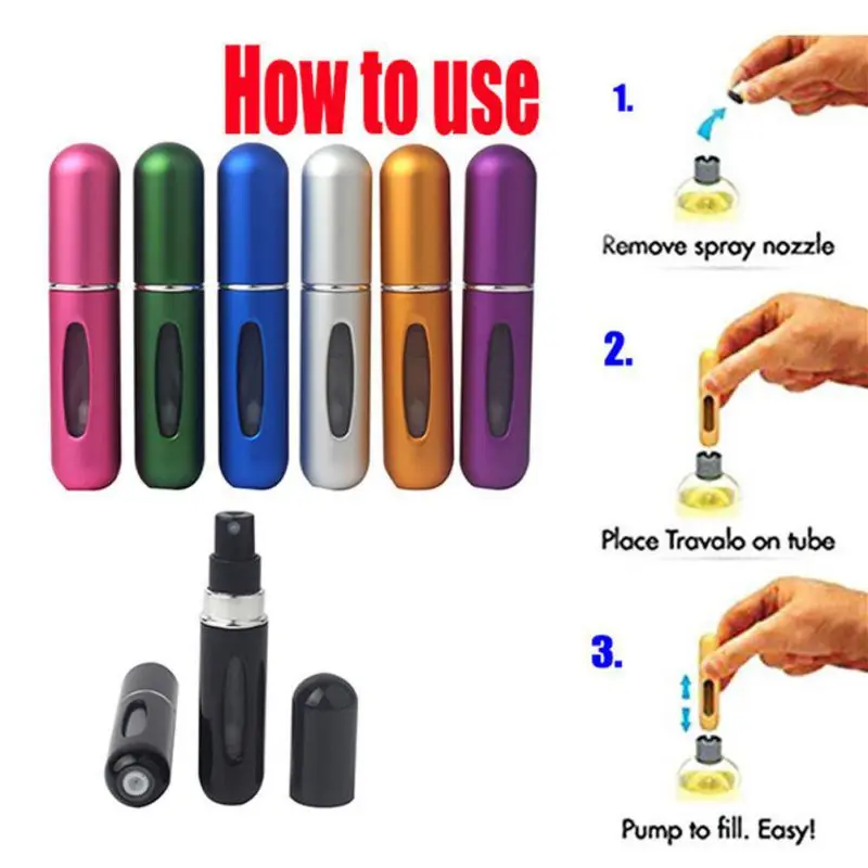 

5ml Portable Mini Refillable Perfume Bottle With Spray Scent Pump Empty Cosmetic Containers Spray Atomizer Bottles For Travel