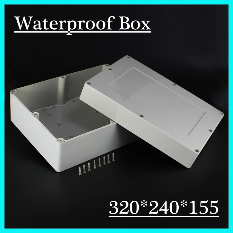 

(1 piece/lot) 320x240x155mm Grey ABS Plastic IP65 Waterproof Enclosure PVC Junction Box Electronic Project Instrument Case