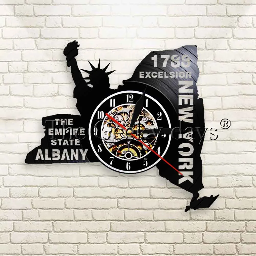Настенные часы The Empire State Albany настенные с виниловой пластиной Эксельсиор Нью Йорк