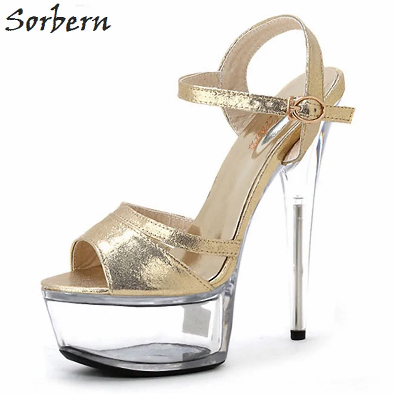 Sorbern Sexy Night Club Party Sandals Clear Heels 15Cm/17Cm Ladys Shoes