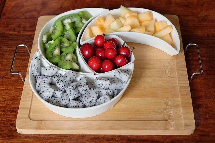 Ceramic snack plate platter wood plate friut tray dust-proof can put living room snack platter