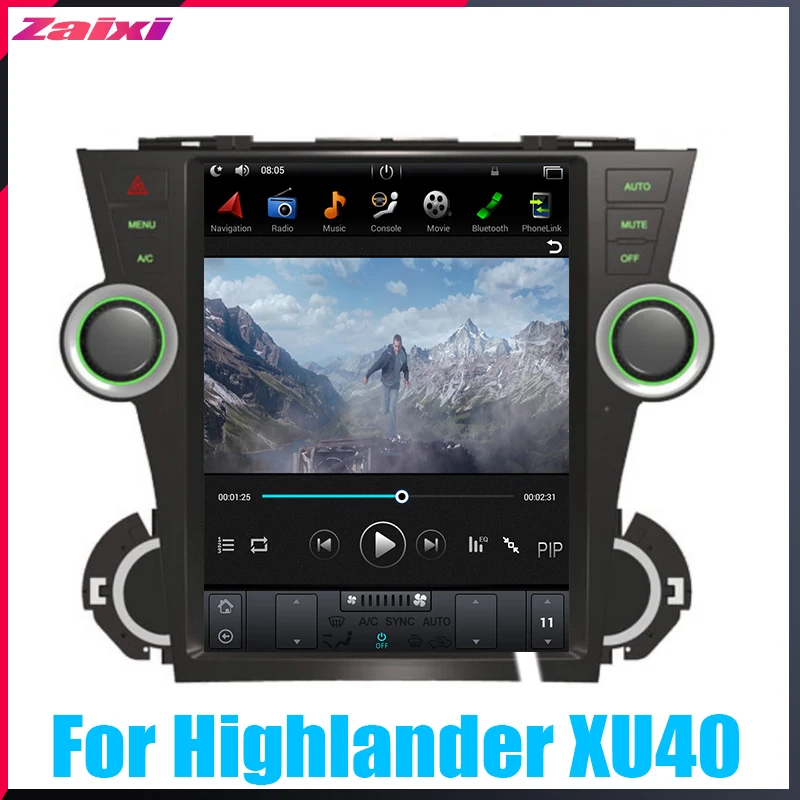 Sale ZaiXi 12.1" Vertical screen android car gps multimedia video radio player in dash for Toyota Highlander XU40 2008~2013 car navi 2