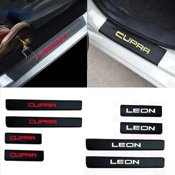 

4pcs /set Car sticker Carbon fiber Side Door Scuff Plate Door Sill Car-Styling For SEAT LEON CUPRA 2010-2015 Car accessories