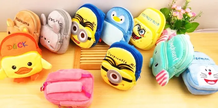 Cartoon plush mini schoolbag small purse |