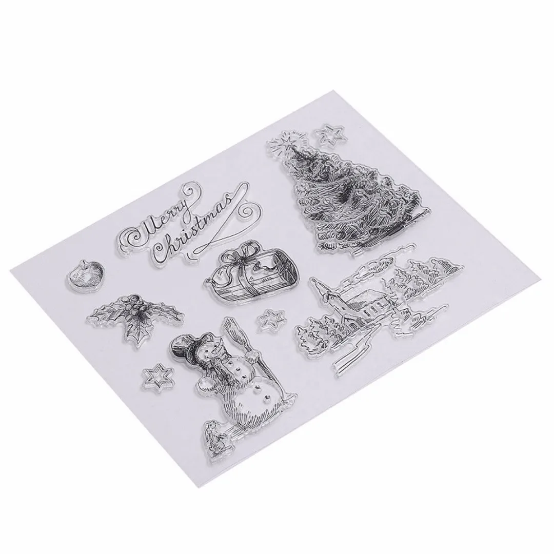 JX-LCLYL 1Pc Christmas Transparent Silicone Rubber Stamp Sheet Cling Scrapbooking DIY New