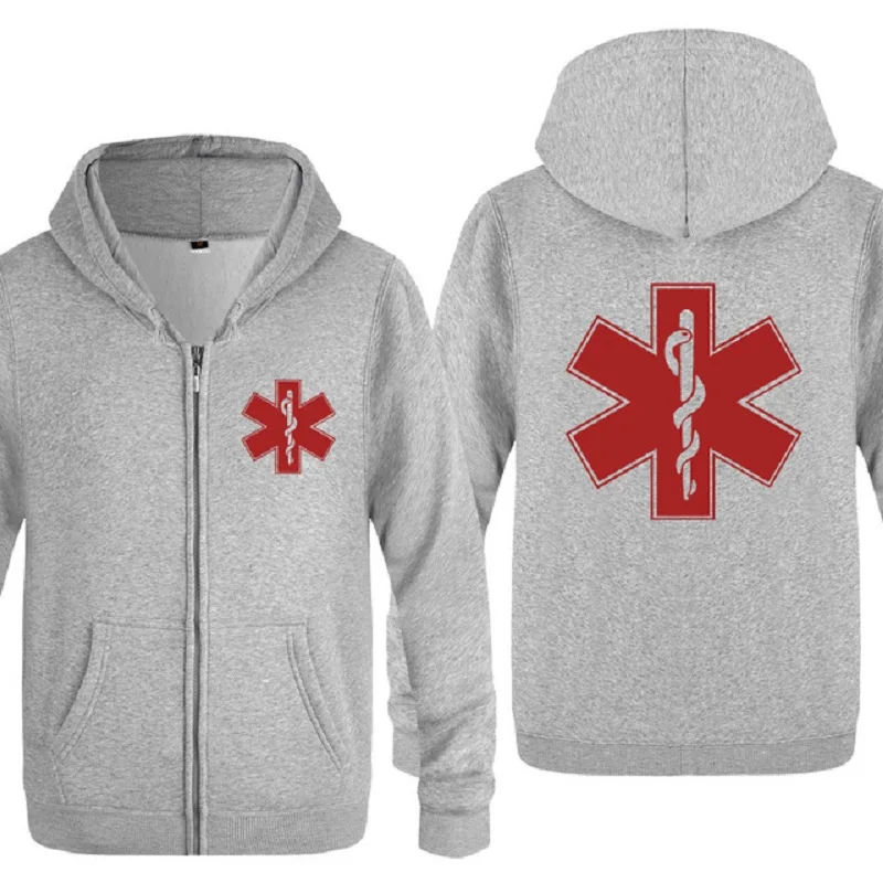  EMT Emergency Ambulance Printed Hoodies Men Brand Fleece Long Sleeve Mens Jacket Sweatshirt Coat Wi