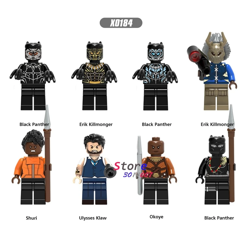 

Single Marvel Avengers Infinity War Black Panther Erik Killmonger Shuri Ulysses Klaw Okoye building blocks toys for children