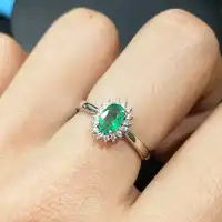 FLZB 、天然宝石のエメラルド ov 4*6 ミリメートル 18 925 スターリングシルバー 18k ホワイトゴールドメッキ trendyclassic リング女性のためのトレンディ