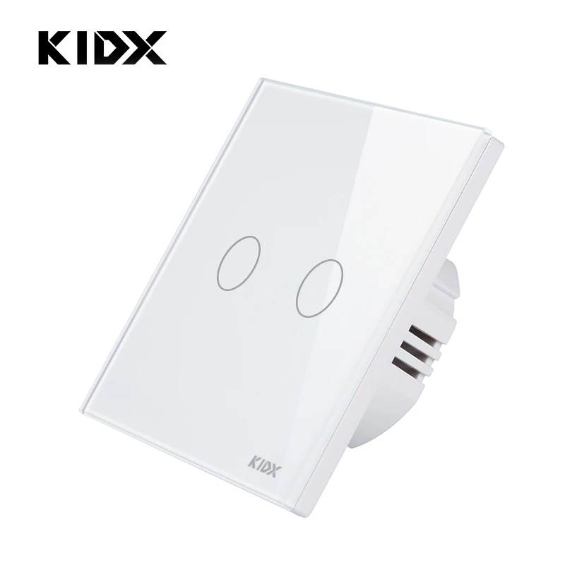

EU/UK Standard Touch Switch, 2 Gang 1 Way Wall Light Touch Screen Switch,Remote control switch , White, AC170~250V