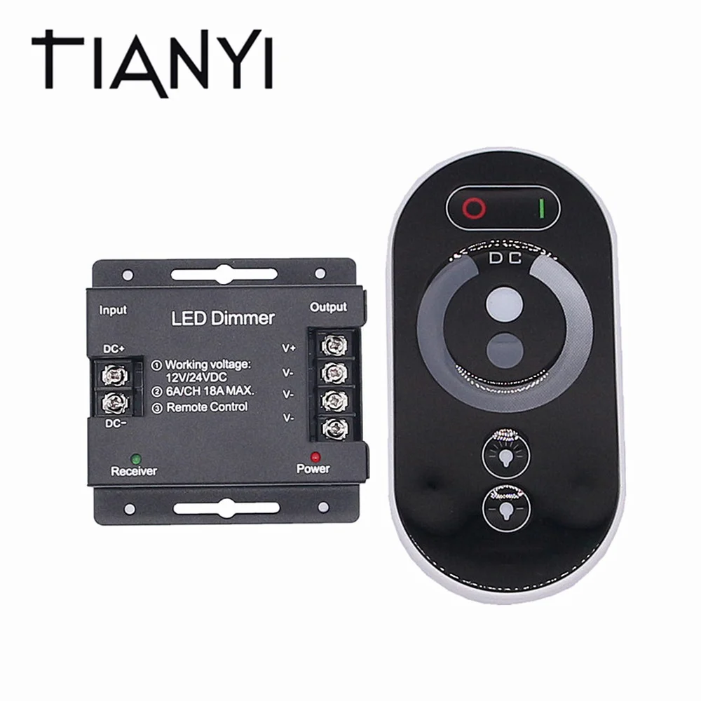 

DC 12-24V 6A/CH 3Channel Single Color Black RF LED Controller Full Touch Remote Controller For LED Strip Light