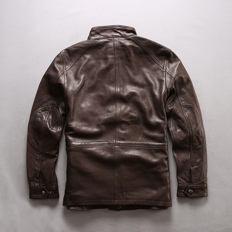 Flash Sale Read Description! Asian size men's sheep leather wind coat mens genuine sheepskin leather vintage jacket M6212