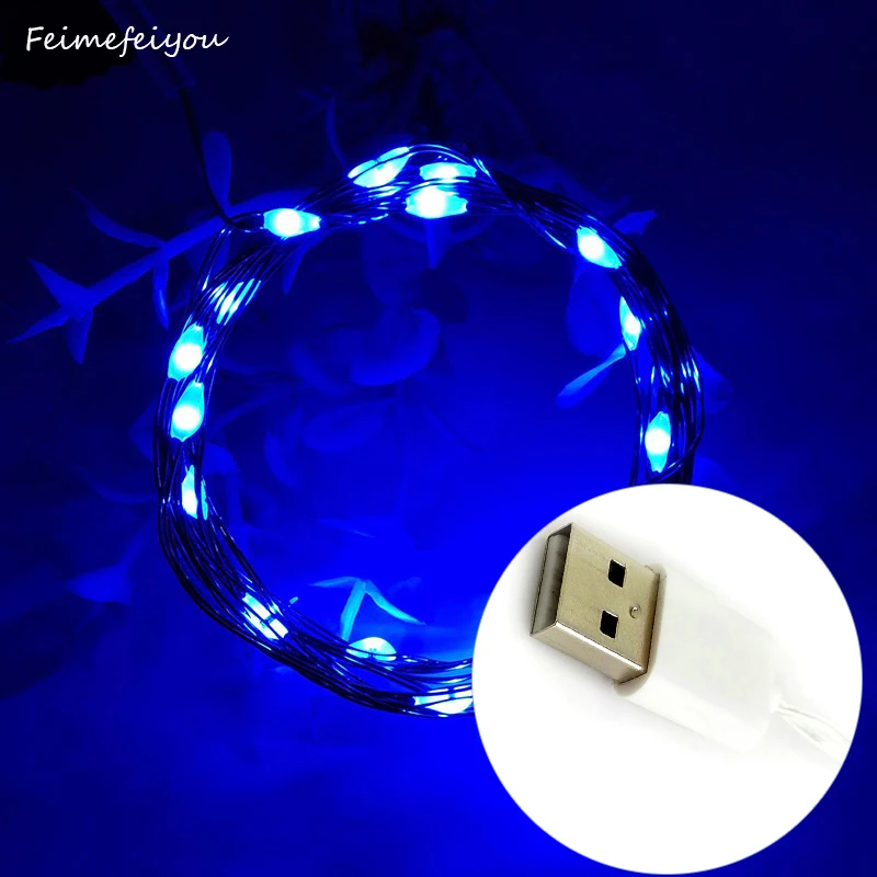 Светодиодная гирлянда 2 м 20/50/100 светодиодов 5 В с питанием от USB уличная теплая