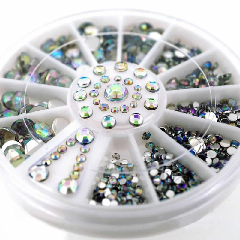 

Hot new AB clear colors Mixed Color Acrylic Nail Art Decoration Glitter Rhinestones Studs for uv gel acrylic systems