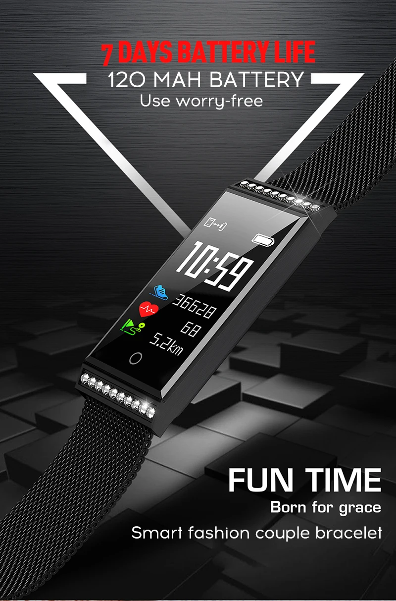 MAFAM Luxury Women Smart Bracelet IP68 Waterproof Fitness Tracker Heart Rate Blood Pressure Monitor Sport Smart Watch Band Clock (3)